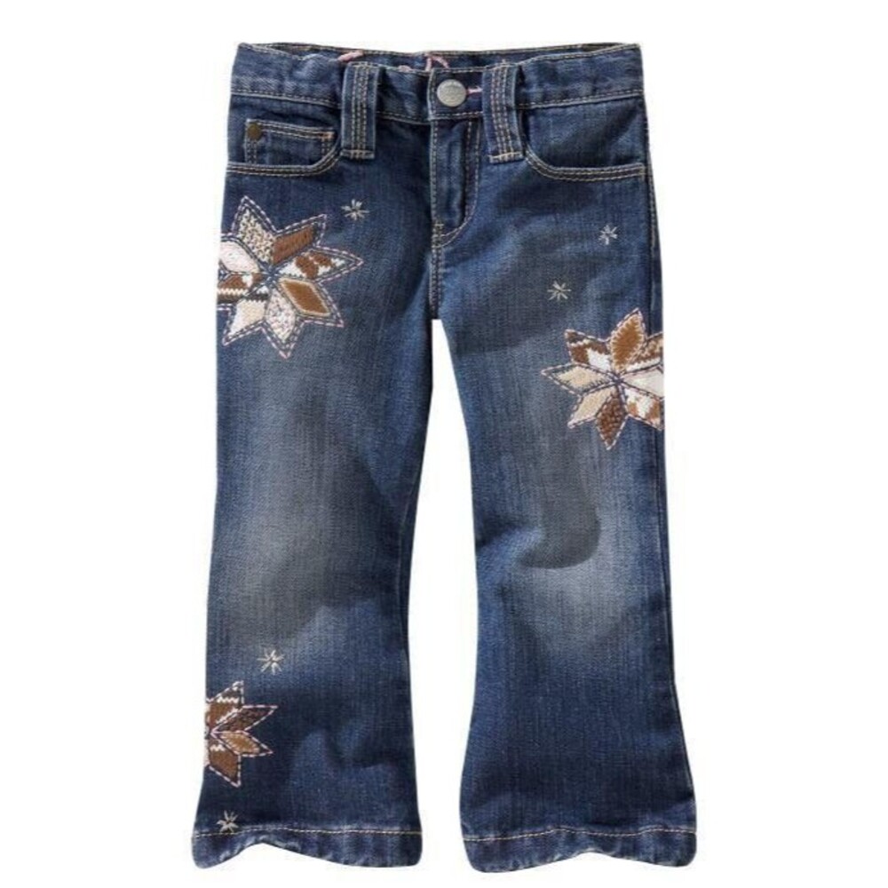 NEW Baby Gap kids girls Jeans 2T 2 embroider fair isle denim pants brown bootcut